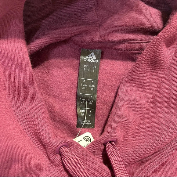 ADIDAS Womens Metallic Logo Hoodie Victory Crimson Color Size Small NWT - Picture 4 of 11